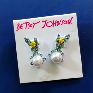 Betsey Johnson Rabbit Rhinestone Earrings